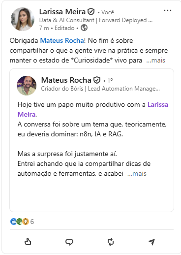 LinkedIn post by Mateus Rocha